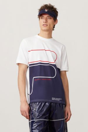 FILA Salza Tee Shirts White / Navy / Red,Mens Clothing | CA.XIQLWU973